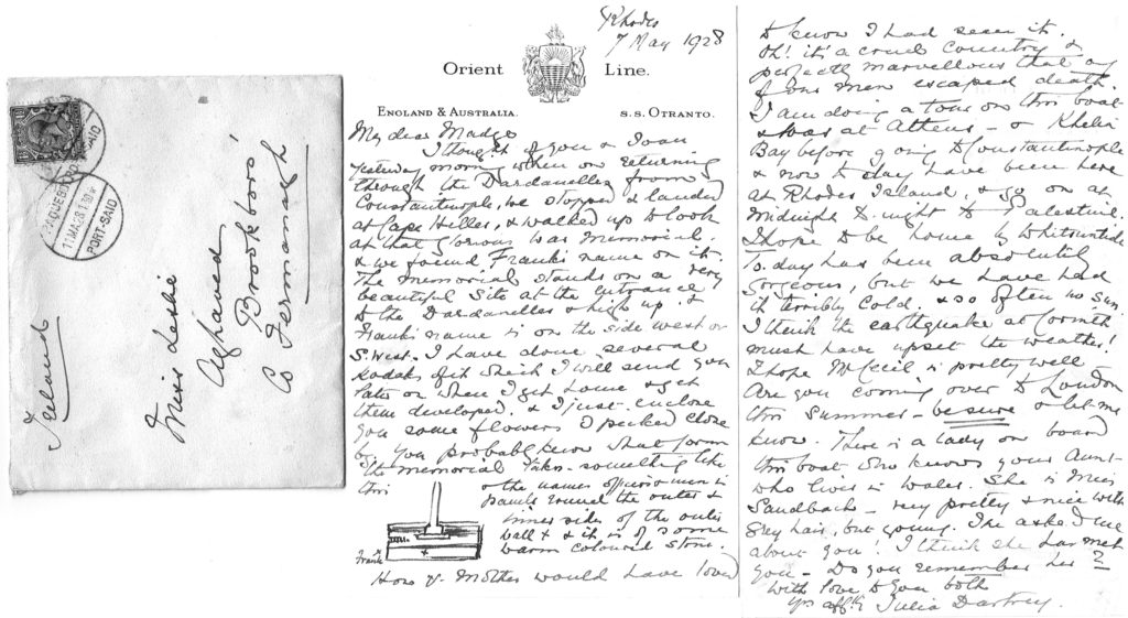 julia D to MRL 7.5.28 from RMS Otranto at Rhodes