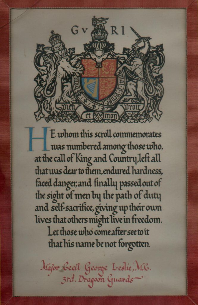 Cecil George Leslie scroll